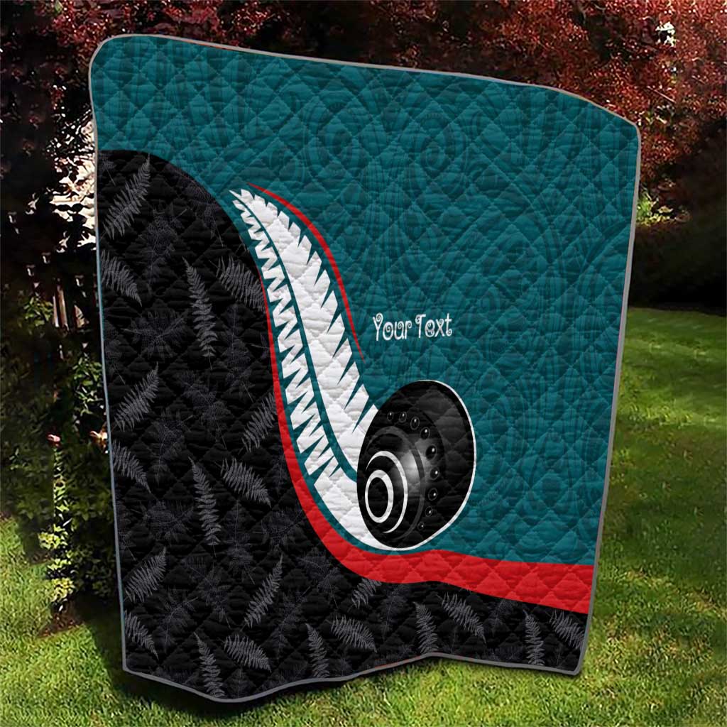 Personalised Aotearoa Lawn Bowls Quilt Maori and Silver Fern Sporty Style Teal Color - Aussie Hoodie