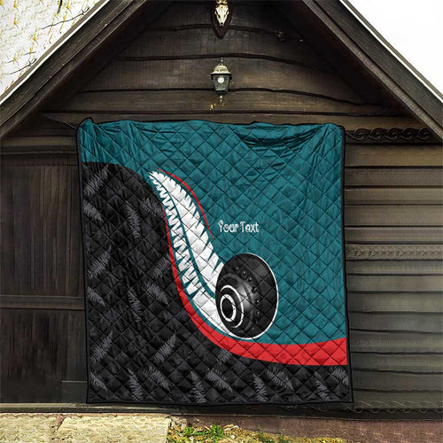 Personalised Aotearoa Lawn Bowls Quilt Maori and Silver Fern Sporty Style Teal Color - Aussie Hoodie