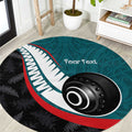 Personalised Aotearoa Lawn Bowls Round Carpet Maori and Silver Fern Sporty Style Teal Color - Aussie Hoodie