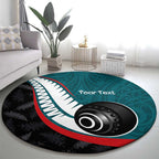 Personalised Aotearoa Lawn Bowls Round Carpet Maori and Silver Fern Sporty Style Teal Color - Aussie Hoodie