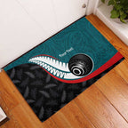 Personalised Aotearoa Lawn Bowls Rubber Doormat Maori and Silver Fern Sporty Style Teal Color - Aussie Hoodie