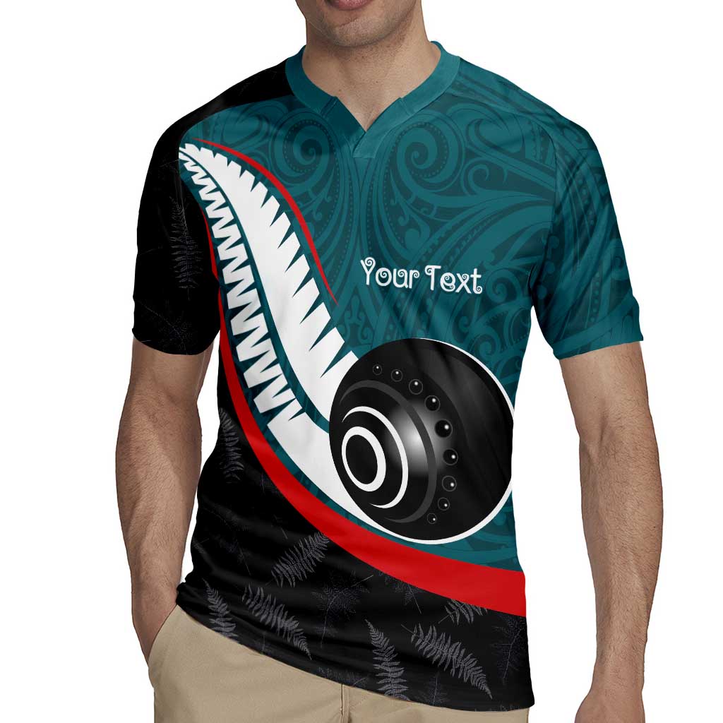 Personalised Aotearoa Lawn Bowls Rugby Jersey Maori and Silver Fern Sporty Style Teal Color - Aussie Hoodie