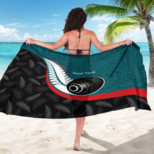 Personalised Aotearoa Lawn Bowls Sarong Maori and Silver Fern Sporty Style Teal Color - Aussie Hoodie
