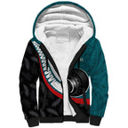 Personalised Aotearoa Lawn Bowls Sherpa Hoodie Maori and Silver Fern Sporty Style Teal Color - Aussie Hoodie