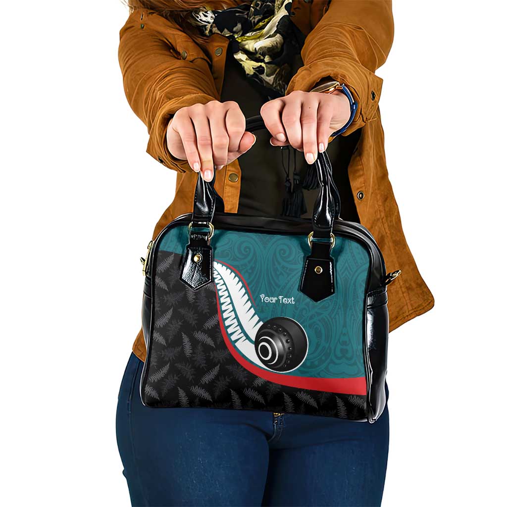 Personalised Aotearoa Lawn Bowls Shoulder Handbag Maori and Silver Fern Sporty Style Teal Color - Aussie Hoodie