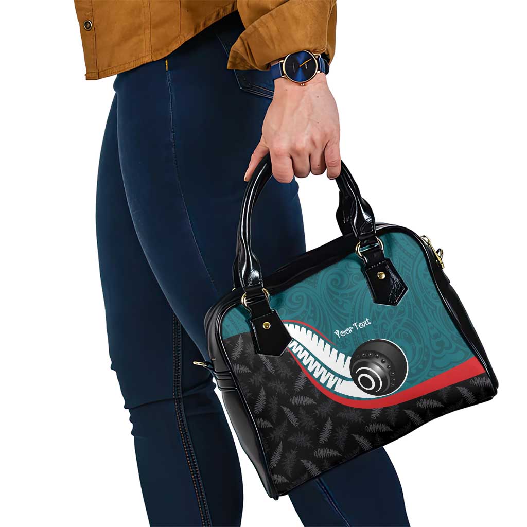 Personalised Aotearoa Lawn Bowls Shoulder Handbag Maori and Silver Fern Sporty Style Teal Color - Aussie Hoodie
