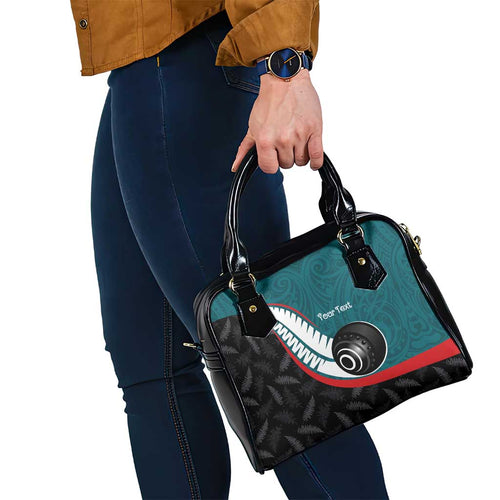 Personalised Aotearoa Lawn Bowls Shoulder Handbag Maori and Silver Fern Sporty Style Teal Color - Aussie Hoodie