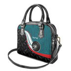 Personalised Aotearoa Lawn Bowls Shoulder Handbag Maori and Silver Fern Sporty Style Teal Color - Aussie Hoodie