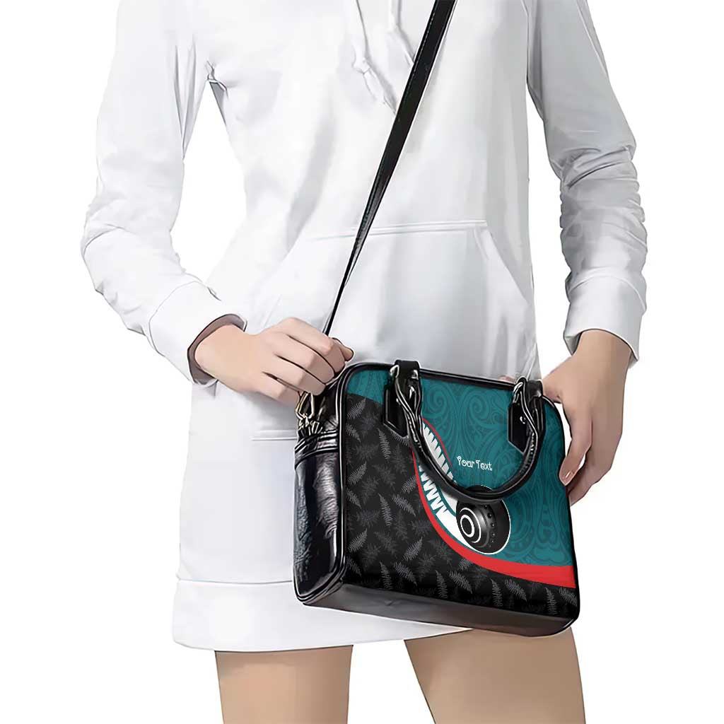 Personalised Aotearoa Lawn Bowls Shoulder Handbag Maori and Silver Fern Sporty Style Teal Color - Aussie Hoodie