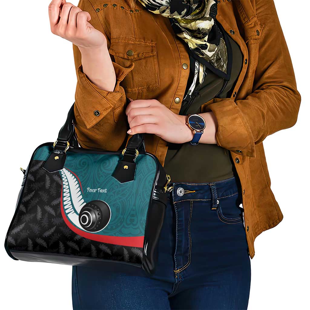 Personalised Aotearoa Lawn Bowls Shoulder Handbag Maori and Silver Fern Sporty Style Teal Color - Aussie Hoodie