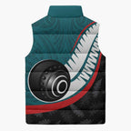 Personalised Aotearoa Lawn Bowls Sleeveless Puffer Jacket Maori and Silver Fern Sporty Style Teal Color - Aussie Hoodie