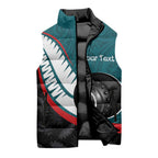 Personalised Aotearoa Lawn Bowls Sleeveless Puffer Jacket Maori and Silver Fern Sporty Style Teal Color - Aussie Hoodie