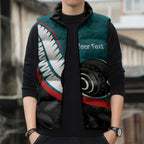 Personalised Aotearoa Lawn Bowls Sleeveless Puffer Jacket Maori and Silver Fern Sporty Style Teal Color - Aussie Hoodie