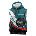 Personalised Aotearoa Lawn Bowls Sleeveless Zip Hoodie Maori and Silver Fern Sporty Style Teal Color - Aussie Hoodie