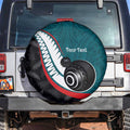 Personalised Aotearoa Lawn Bowls Spare Tire Cover Maori and Silver Fern Sporty Style Teal Color - Aussie Hoodie