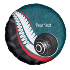Personalised Aotearoa Lawn Bowls Spare Tire Cover Maori and Silver Fern Sporty Style Teal Color - Aussie Hoodie