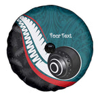 Personalised Aotearoa Lawn Bowls Spare Tire Cover Maori and Silver Fern Sporty Style Teal Color - Aussie Hoodie