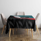 Personalised Aotearoa Lawn Bowls Tablecloth Maori and Silver Fern Sporty Style Teal Color - Aussie Hoodie