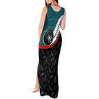 Personalised Aotearoa Lawn Bowls Tank Maxi Dress Maori and Silver Fern Sporty Style Teal Color - Aussie Hoodie