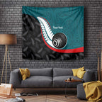 Personalised Aotearoa Lawn Bowls Tapestry Maori and Silver Fern Sporty Style Teal Color - Aussie Hoodie