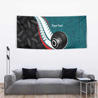 Personalised Aotearoa Lawn Bowls Tapestry Maori and Silver Fern Sporty Style Teal Color - Aussie Hoodie