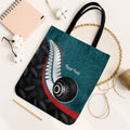 Personalised Aotearoa Lawn Bowls Tote Bag Maori and Silver Fern Sporty Style Teal Color - Aussie Hoodie