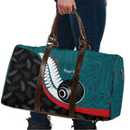 Personalised Aotearoa Lawn Bowls Travel Bag Maori and Silver Fern Sporty Style Teal Color - Aussie Hoodie