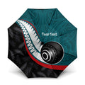 Personalised Aotearoa Lawn Bowls Umbrella Maori and Silver Fern Sporty Style Teal Color - Aussie Hoodie