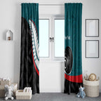 Personalised Aotearoa Lawn Bowls Window Curtain Maori and Silver Fern Sporty Style Teal Color - Aussie Hoodie