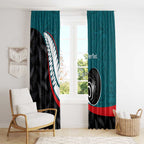 Personalised Aotearoa Lawn Bowls Window Curtain Maori and Silver Fern Sporty Style Teal Color - Aussie Hoodie