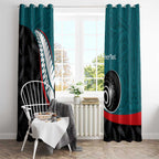 Personalised Aotearoa Lawn Bowls Window Curtain Maori and Silver Fern Sporty Style Teal Color - Aussie Hoodie