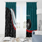 Personalised Aotearoa Lawn Bowls Window Curtain Maori and Silver Fern Sporty Style Teal Color - Aussie Hoodie