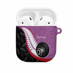 Personalised Aotearoa Lawn Bowls AirPods Case Maori and Silver Fern Sporty Style Pink Color - Aussie Hoodie