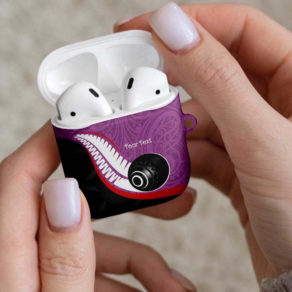 Personalised Aotearoa Lawn Bowls AirPods Case Maori and Silver Fern Sporty Style Pink Color - Aussie Hoodie
