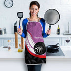 Personalised Aotearoa Lawn Bowls Apron Maori and Silver Fern Sporty Style Pink Color - Aussie Hoodie