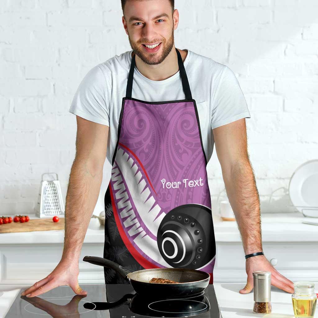 Personalised Aotearoa Lawn Bowls Apron Maori and Silver Fern Sporty Style Pink Color - Aussie Hoodie