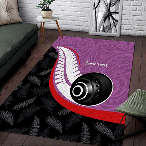Personalised Aotearoa Lawn Bowls Area Rug Maori and Silver Fern Sporty Style Pink Color - Aussie Hoodie