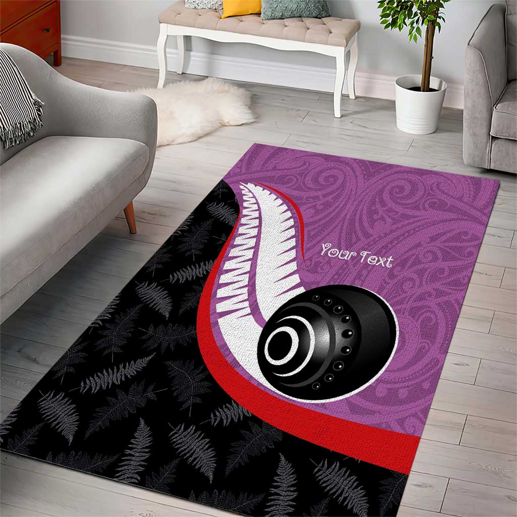 Personalised Aotearoa Lawn Bowls Area Rug Maori and Silver Fern Sporty Style Pink Color - Aussie Hoodie