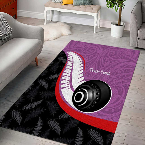 Personalised Aotearoa Lawn Bowls Area Rug Maori and Silver Fern Sporty Style Pink Color - Aussie Hoodie