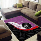 Personalised Aotearoa Lawn Bowls Area Rug Maori and Silver Fern Sporty Style Pink Color - Aussie Hoodie
