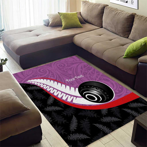 Personalised Aotearoa Lawn Bowls Area Rug Maori and Silver Fern Sporty Style Pink Color - Aussie Hoodie