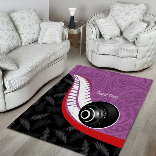 Personalised Aotearoa Lawn Bowls Area Rug Maori and Silver Fern Sporty Style Pink Color - Aussie Hoodie