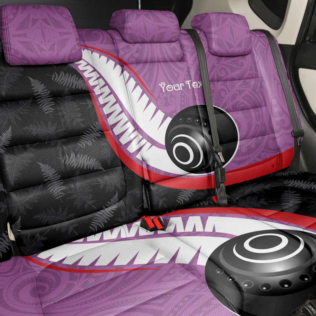Personalised Aotearoa Lawn Bowls Back Car Seat Cover Maori and Silver Fern Sporty Style Pink Color - Aussie Hoodie