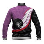 Personalised Aotearoa Lawn Bowls Baseball Jacket Maori and Silver Fern Sporty Style Pink Color - Aussie Hoodie