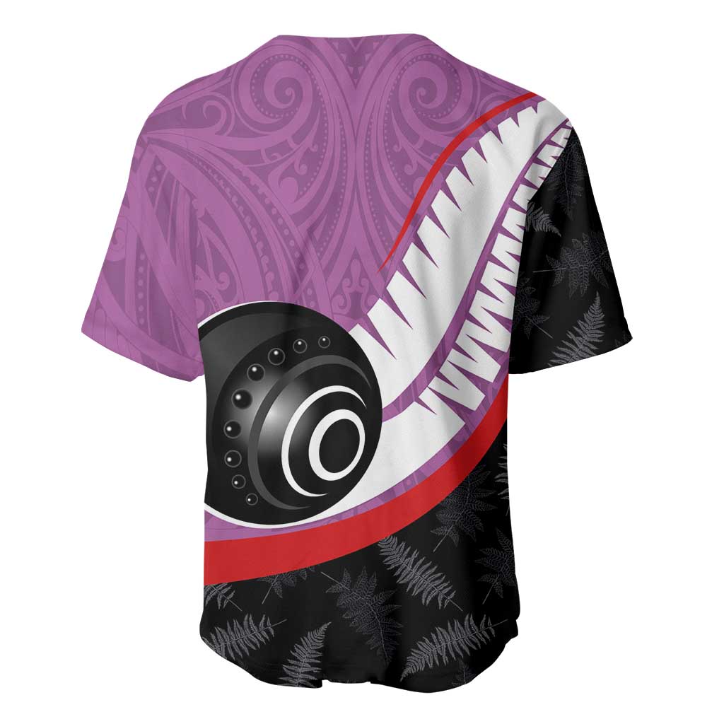 Personalised Aotearoa Lawn Bowls Baseball Jersey Maori and Silver Fern Sporty Style Pink Color - Aussie Hoodie
