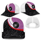 Aotearoa Lawn Bowls Baseball Net Cap Maori and Silver Fern Sporty Style Pink Color - Aussie Hoodie