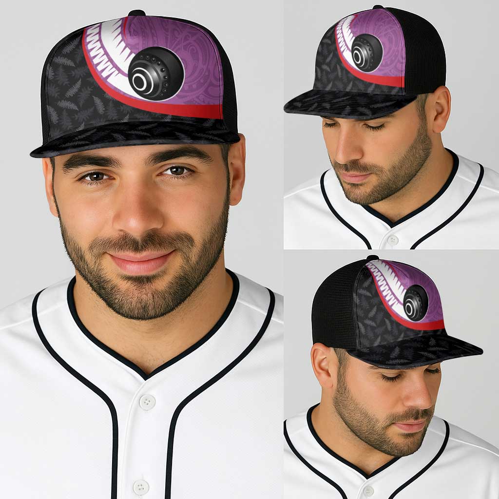 Aotearoa Lawn Bowls Baseball Net Cap Maori and Silver Fern Sporty Style Pink Color - Aussie Hoodie