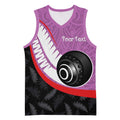 Personalised Aotearoa Lawn Bowls Basketball Jersey Maori and Silver Fern Sporty Style Pink Color - Aussie Hoodie