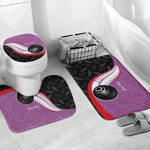Personalised Aotearoa Lawn Bowls Bathroom Set Maori and Silver Fern Sporty Style Pink Color - Aussie Hoodie