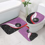 Personalised Aotearoa Lawn Bowls Bathroom Set Maori and Silver Fern Sporty Style Pink Color - Aussie Hoodie